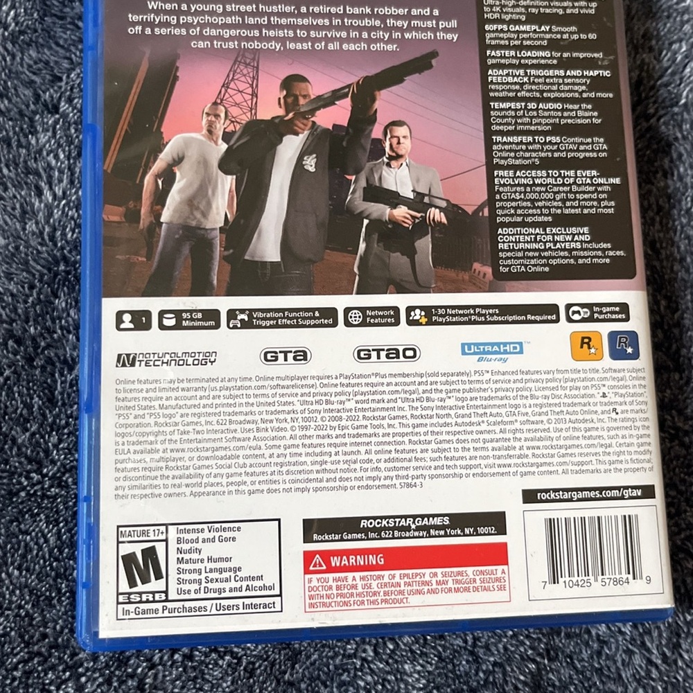 Grand Theft Auto V PS4 Game Case